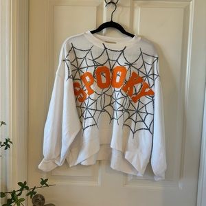 Judith March White and Orange Spooky Sweatshirt